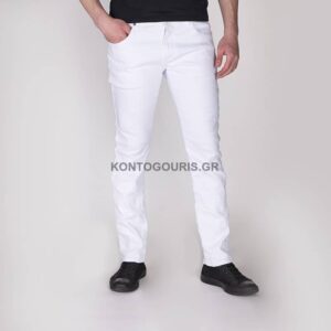 Άσπρο jean παντελόνι, slim γραμμή, καλή εφαρμογή