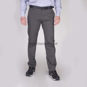 DOUBLE υφασμάτινο παντελόνι με chino λοξή τσέπη, regular γραμμή, ανθρακί