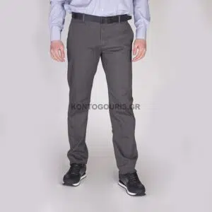 DOUBLE υφασμάτινο παντελόνι με chino λοξή τσέπη, regular γραμμή, ανθρακί