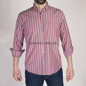 CARLO BRUNI δροσερό ριγέ πουκάμισο κόκκινο -μπλε, κλασική γραμμή