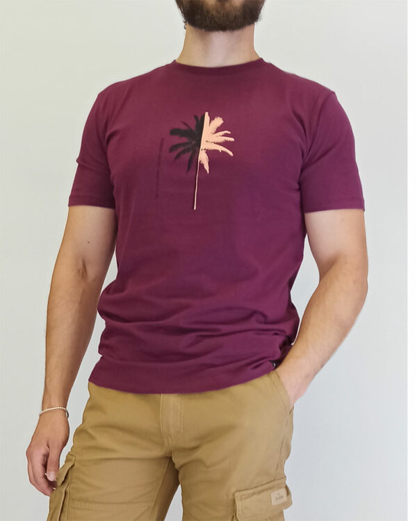 XXL T-shirt κ/μ με στάμπα Double TS-023A aubergine