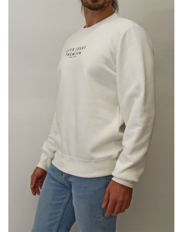 Φούτερ μπλούζα με λαιμόκοψη Clever 23280 white